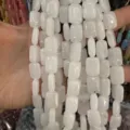 Nahaufnahme von weißem rechteckigem Naturstein Perlen für DIY Schmuck - 10*14mm*5mm (Ca. 28 Stück/Strang) / Weißer Jade