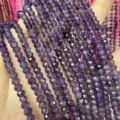 Macro detail of high-quality 3x5mm purple faceted amethyst abacus stone beads for DIY jewelry - 85 Pieces/Pack / Amethyst AB+