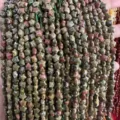 Close-up view of 8mm star-shaped Unakite natural stone beads for DIY jewelry making - 8mm (Approx. 55 Pieces/Strand) / Unakite