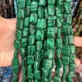 Natural green malachite patterned rectangular stone beads for DIY jewelry making and crafts - 10*14mm*5mm (Approx 28 Pcs/Strand) / Malachite-toned Stone