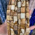 Natural landscape jasper rectangle beads for handmade jewelry making accessories - Picture Stone