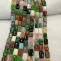 High quality assortment of natural stone rectangular beads for DIY jewelry making accessories - Multicolor