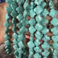 12mm Turquoise Color Faceted Clover Stone Beads for Handmade DIY Jewelry Making Accessories - Approx 17 Pieces Per Strand / Green Turquoise