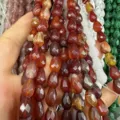 Hochwertige facettierte Tropfenperlen aus rotem Achat für die Herstellung von DIY-Schmuck - 8*12mm (Ca. 16 Perlen pro Schnur) / Roter Achat