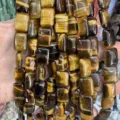 Natürliche goldene rechteckige Tigerauge-Steinperlen für DIY-Halsketten und Armbandschmuck - 10*14mm*5mm (Ca. 28 Stück/Strang) / Tigerauge