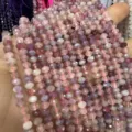 Faceted 3x5mm natural stone rondelle beads in mixed pink and purple shades for DIY jewelry - 85 Pieces/Pack / Light Tourmaline