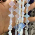 Translucent opal-like clover shaped spacer beads for DIY jewelry making - 14x14x5mm (Approx 28 Units) / Opalite