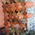 12mm natural stone clover shaped faceted beads for DIY jewelry making and necklace crafts - Red Agate
