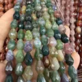 Facettierte Wassertropfen Naturachatperlen für DIY-Schmuckherstellung in Grünmix - Indischer Achat