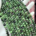 Natural faceted green and ruby zoisite stone abacus beads for DIY jewelry accessories - 85 Pieces/Pack / Ruby Zoisite