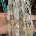 Natural translucent white agate rectangular beads for DIY jewelry making accessories - 10*14mm*5mm (Approx 28 Pcs/Strand) / Agate