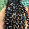 Facettierte schwarze Achat-Tropfenperlen für DIY-Schmuckherstellung und Handwerk - Natürlicher schwarzer Onyx