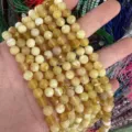 Cuentas redondas facetadas de ágata amarilla natural de 6mm para joyería artesanal - Aprox. 62 Cuentas/Tira / 6mm / Ópalo Amarillo