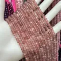Faceted 3x5mm natural pink strawberry quartz abacus beads for DIY jewelry making strands - 85 Pieces/Pack / Strawberry Quartz