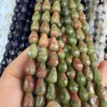 Facettierte birnenförmige Unakit-Natursteinperlen für DIY-Schmuck und Bastelarbeiten - Unakit