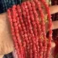 Close-up of 8mm pink star-shaped natural stone beads for DIY jewelry making and crafts - 8mm (Approx. 55 Pieces/Strand) / Rhodochrosite Turquoise