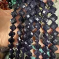 12mm faceted deep blue starry sandstone clover loose beads for DIY necklace and bracelet crafting - Blue Sandstone
