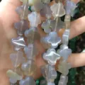 Lavender grey translucent natural agate clover-shaped loose beads for DIY jewelry - 14x14x5mm (Approx 28 Units) / Grey Agate