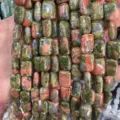 Natürliche Unakit-Stein rechteckige Kissenperlen für DIY Schmuckherstellung Zubehör - 10*14mm*5mm (Ca. 28 Stück/Strang) / Unakit