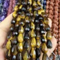 Facettierte Tropfenperlen aus natürlichem Tigerauge für DIY-Halsketten und Armbänder - Tigerauge