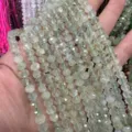 Natural green stone 3x5mm faceted abacus beads for DIY jewelry and accessory making - 85 Pieces/Pack / Prehnite Crystal