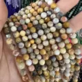 Cuentas de piedra ágata natural tallada de 6mm redondas para creación de joyas y pulseras - Aprox. 62 Cuentas/Tira / 6mm / Ágata de Encaje Loco