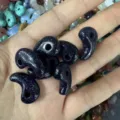 Close-up detail of glittering blue goldstone magatama comma beads for DIY jewelry - 1 Piece (13*23mm) / Blue Sandstone