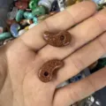 Macro detail of two brown gold sandstone comma-shaped pendants for DIY necklace making - 1 Piece (13*23mm) / Gold Sandstone