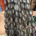 Nahaufnahme von 13x18mm ovalen grauen Chalcedon-Perlen für DIY-Schmuck - 13*18mm (22 Stück) / Dunkelgrauer Jade