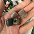 Detailed view of 9x9mm natural stone cylindrical large hole beads for DIY jewelry making - Approx. 9*9mm / India Agate