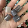 Close-up macro shot of 9x9mm natural stone cylindrical beads for DIY jewelry making accessories - Approx. 9*9mm / Grey Agate