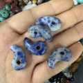 Macro view of blue and white sodalite stone comma pendants for handmade necklace charms - 1 Piece (13*23mm) / Sodalite