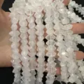 Macro detail of natural white agate hexagonal column beads for DIY jewelry making - 7x14mm (Approx. 24 Pieces/Strand) / White Crystal