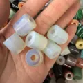 Macro view of 9x9mm opal-like cylindrical loose beads for DIY jewelry making - Approx. 9*9mm / Opal