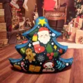 Weihnachtsbaum förmiges Plüsch Kissen niedlicher Weihnachtsmann Druck Sofa Deko. - Weihnachtsbaum