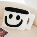 Coussin moelleux en forme de tasse de café avec visage souriant pour décoration de canapé. - 55x40cm / Smiley noir et blanc