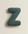 Dark green letter Z plush pillow, soft sherpa fabric, decorative alphabet cushion. - Letter Z