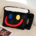 Joli coussin en peluche tasse de café avec visage amusant, coussin de canapé doux pour salon. - 55x40cm / Noir Avec Smiley Coloré