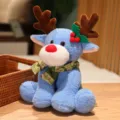 Joli renne de Noël bleu en peluche, animal doux et mignon comme cadeau de fête pour les enfants. - Bleu ciel