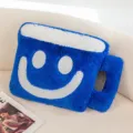 Blue coffee cup plush pillow, cute smiley face cushion for sofa, cozy home decor. - 55x40cm / Blue White Smiley