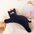 Joli coussin peluche chat noir, oreiller de canapé doux et confortable pour le repos. - Coussin chat noir / 70cm
