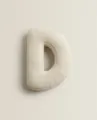 Coussin lettre D en sherpa style nordique, oreiller moelleux et doux pour canapé ou chambre. - Lettre D