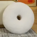 Coussin moelleux blanc en peluche donut, oreiller rond duveteux pour salon canapé déco - Lettre O