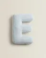 Light blue letter E plush pillow, soft teddy fleece throw cushion for home decoration. - Letter E