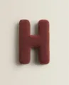 Letter H plush pillow, teddy fleece decorative cushion for kids room sofa, red brown. - Letter H