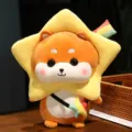 Mignon jouet en peluche Shiba Inu transforme avec bonnet etoile, poupee douce cadeau enfants. - Vœu d'étoile transformable / 30cm