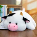 Cute lying cow plush toy, soft stuffed animal doll for kids companion, cozy home decor. - Lying Cow Throw Pillow