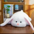 Cute white lying rabbit plush toy soft stuffed animal pillow doll for kids companionship. - Lying White Rabbit Throw Pillow