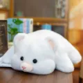 Cute white lying plush toy doll, soft stuffed animal companion for kids and home decor. - Lying Bear Throw Pillow