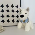 Cute white Westie plush toy soft puppy doll stuffed animal gift for kids and room decor - New Westie with Scarf